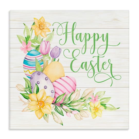 Stupell Industries Happy Easter Daffodils Canvas Wall Art